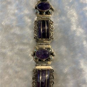 ☘️VTG Sterling Silver Mexico Amethyst Bracelet